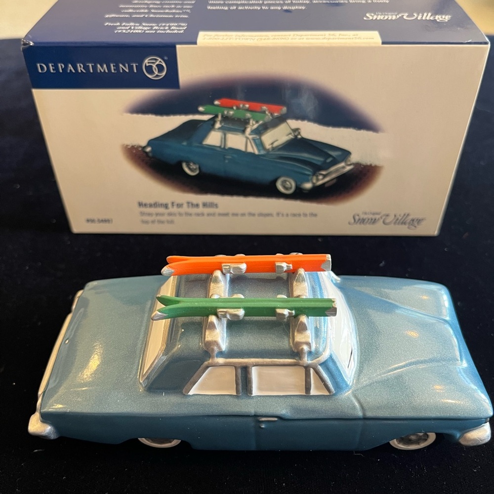 Department 56 Classic Blue Car with Colorful Ski Racks